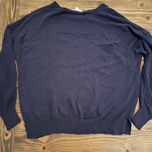 Women's Belle Beach Oversized Feel Sweater Open Knit Sleeves Size L Navy Blue - Picture 4 of 4